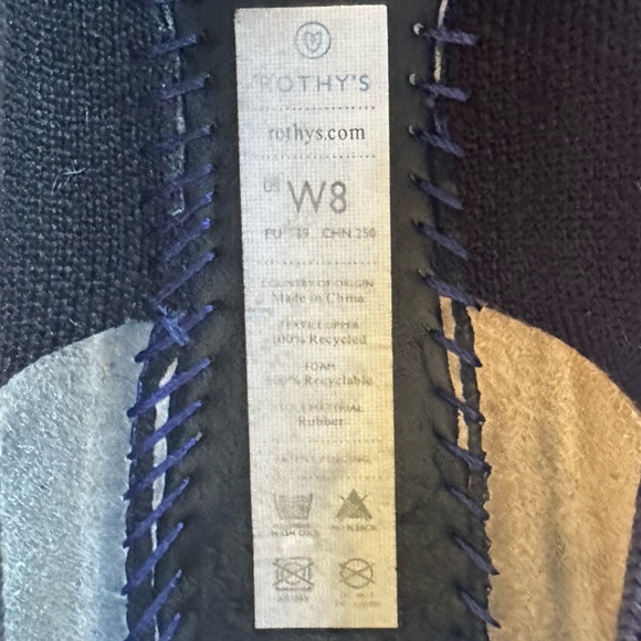 Rothy's The Classic Point Solid Shoe Flat Slip On Black with Blue Halo - Picture 8 of 8